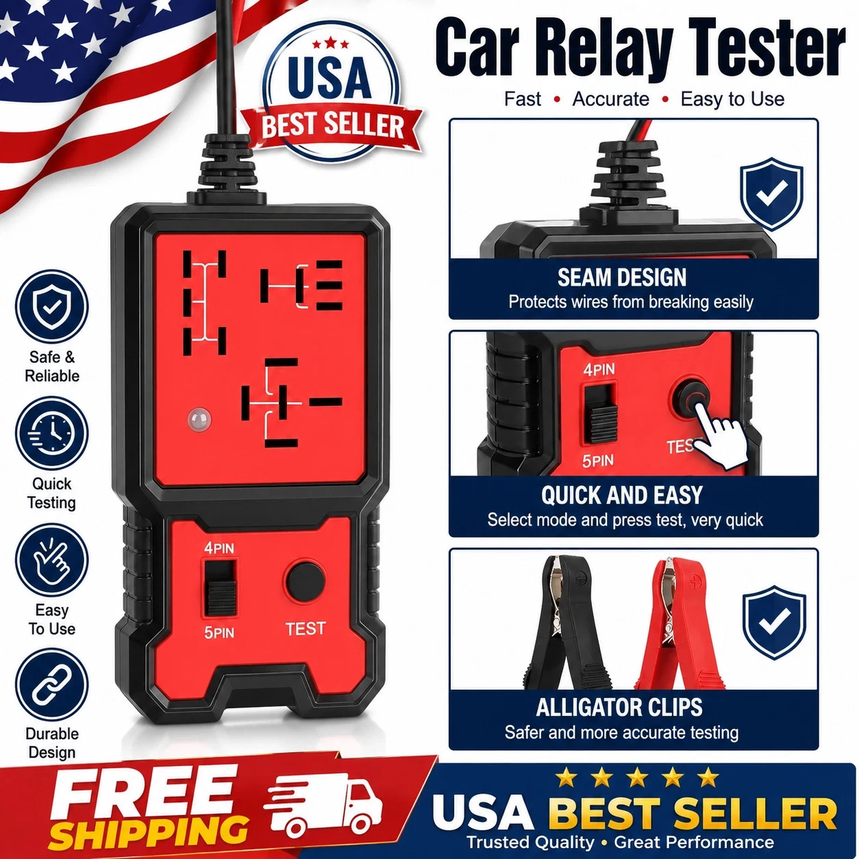 Probador de Relés Automotriz 12V Universal 4/5 Pines Tester Profesional Auto