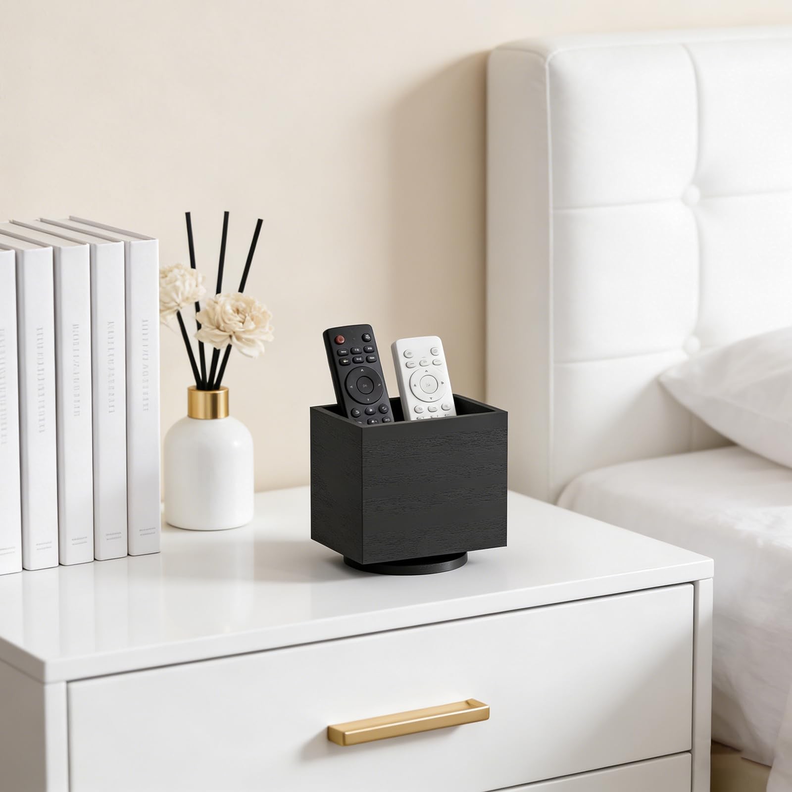 360° Rotating Remote Control Holder, Wooden TV Remote Holder for Table, Desk ...
