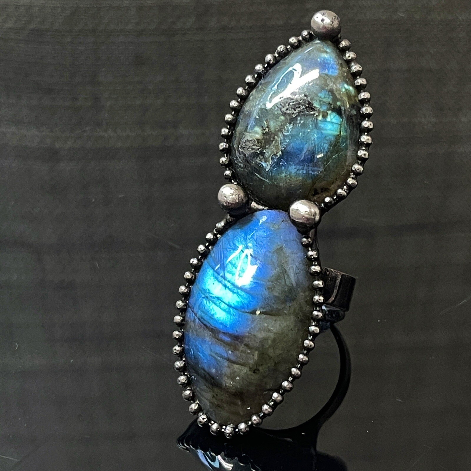 Labradorite huge dramatic statement ring
