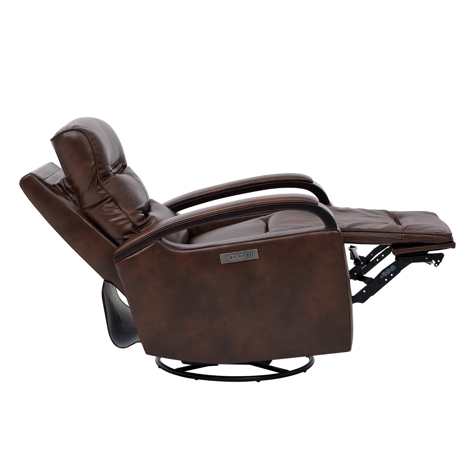 CHITA Genuine Leather Power Swivel Glider Rocker Recliner,Comfortable Headrest