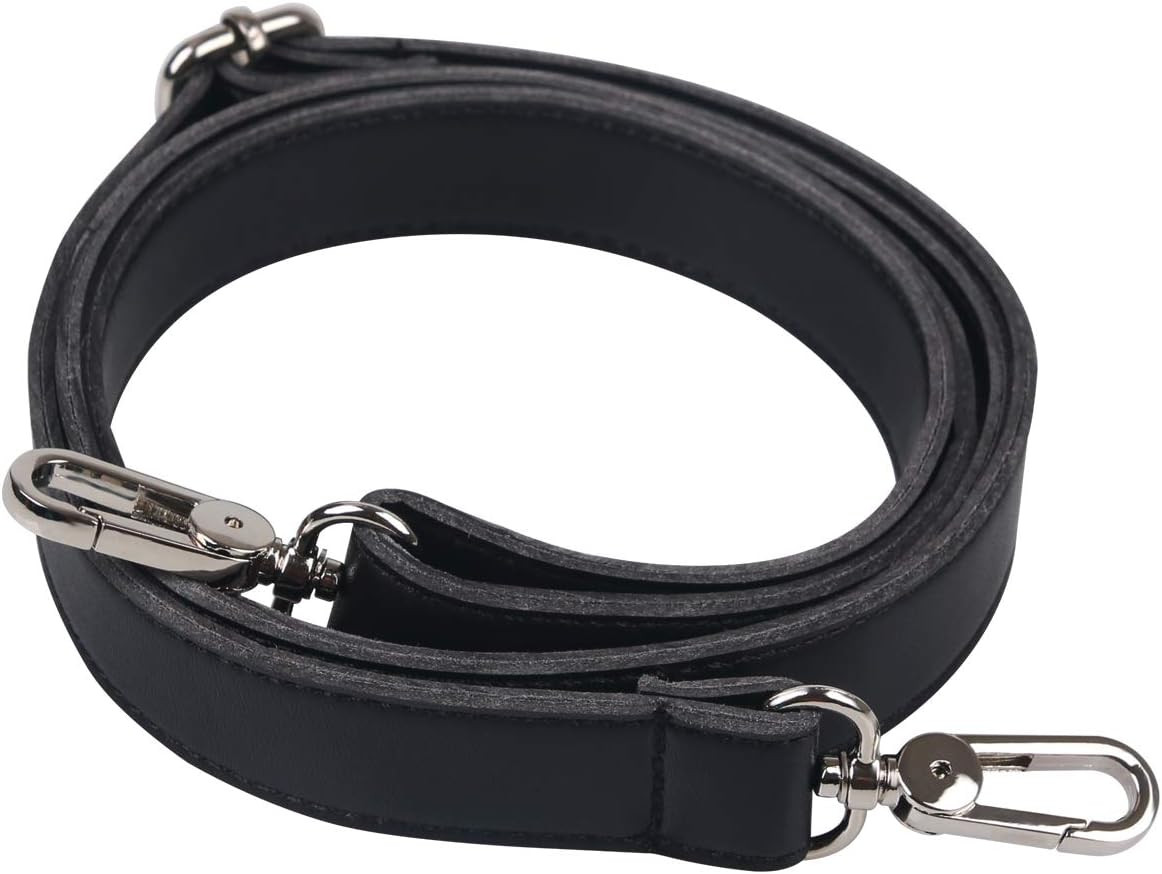 Adjustable Shoulder Strap 61 Inch Synthetic Leather Crossbody Black