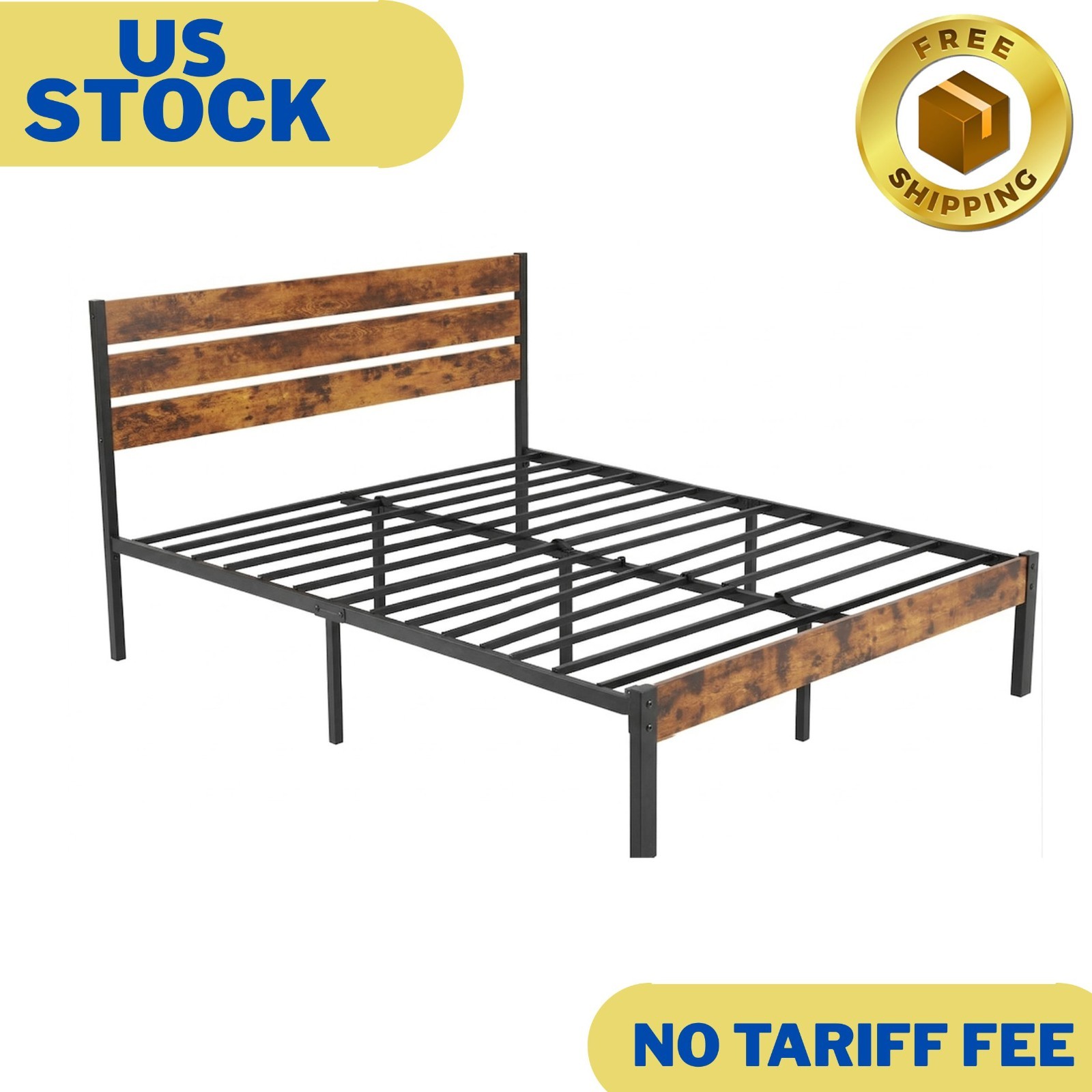 Metal Platform Bed Frame with Headboard & Footboard - No Box Spring Needed