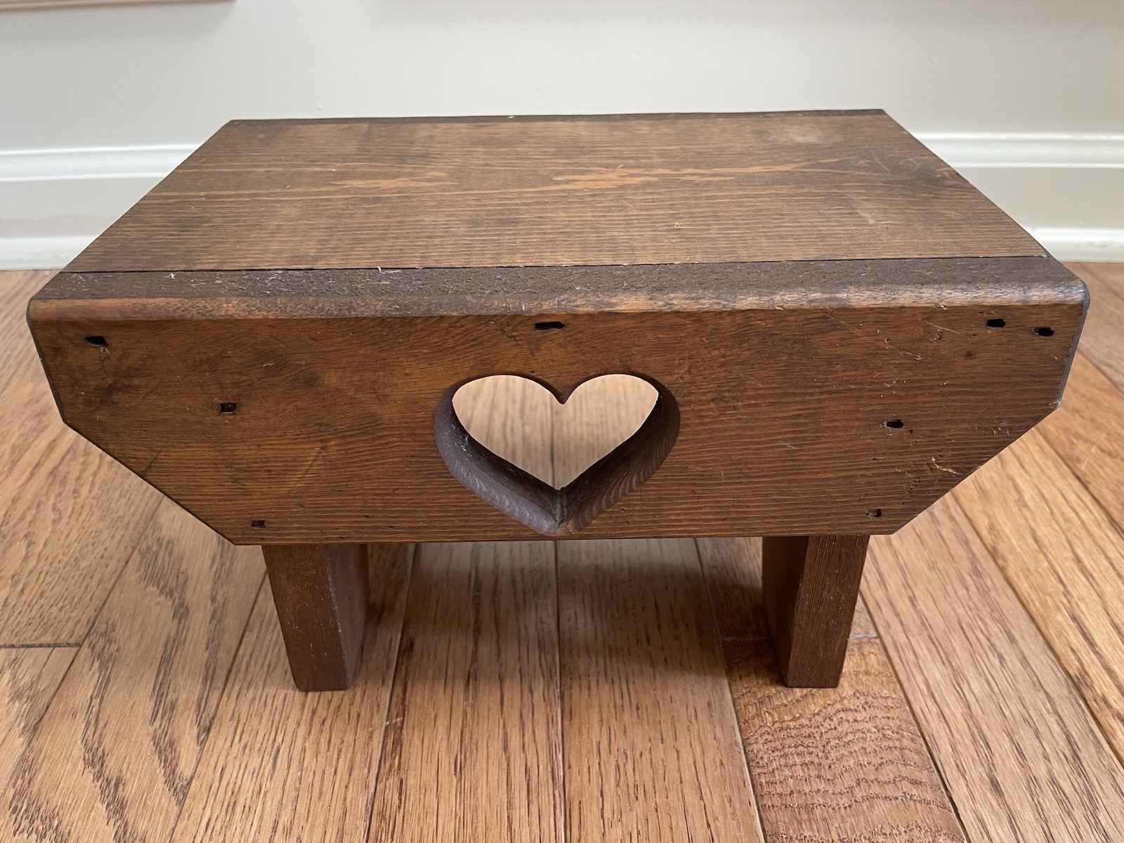 Rustic Step Stool Footstool Heart Cutout Cottagecore