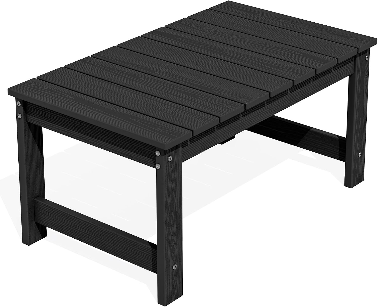 HDPE Outdoor Coffee Table W/ Umbrella Hole Black