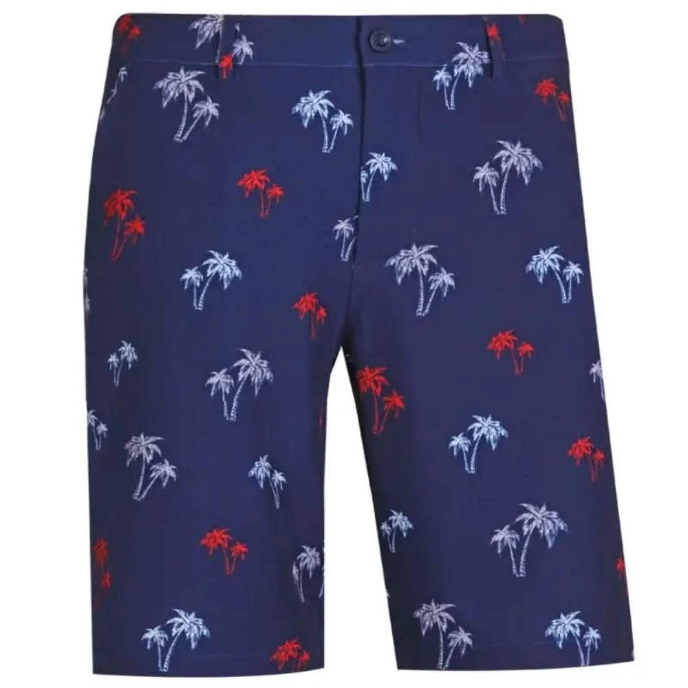 Palm Tree Cool-Stretch Men's Golf Shorts (Blue)