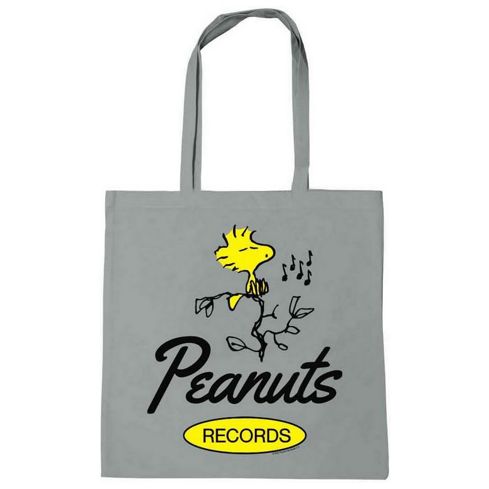 Logoshirt® Peanuts Snoopy Cotton Bag, Woodstock Records Grey (38x42cm)