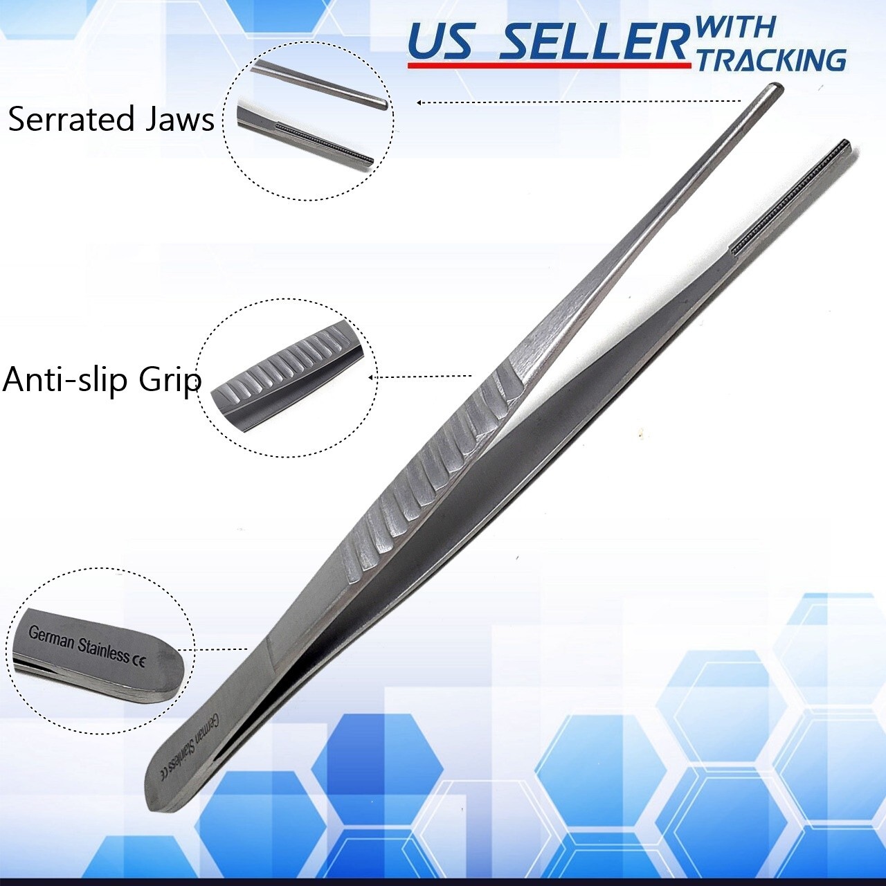 Debakey Tweezers Tissue Dissecting Forceps Surgical Atraumatic Vascular Clamp 6"