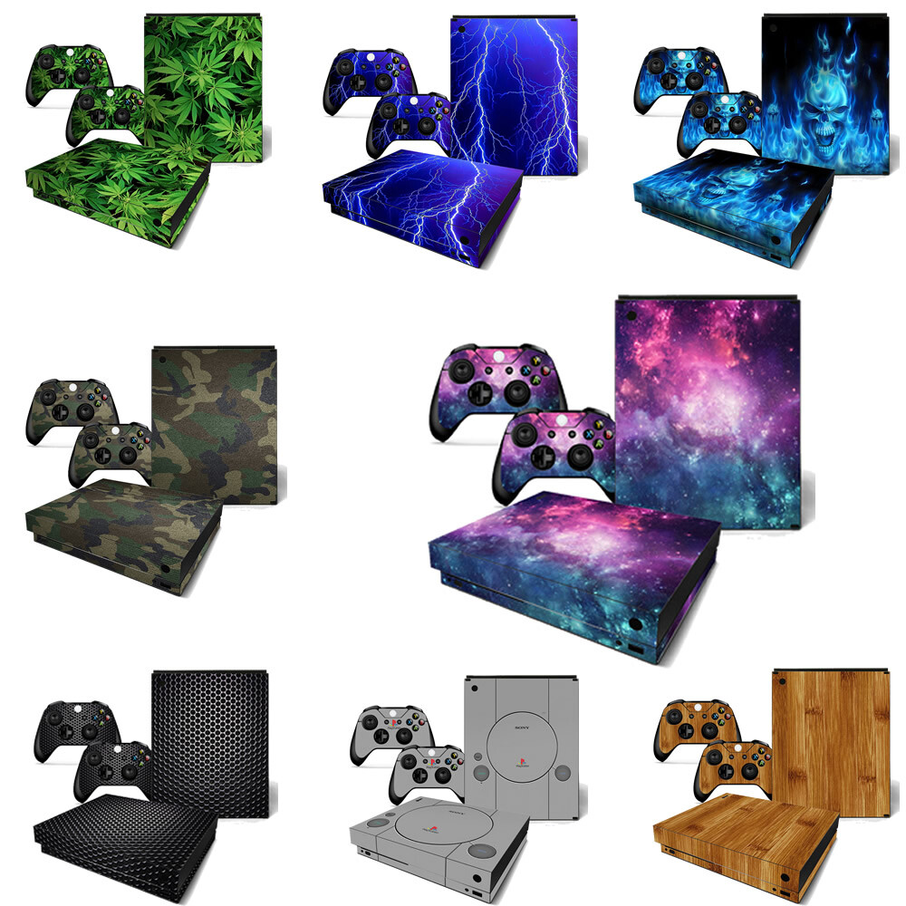 For Xbox One X Console Vinyl Skin Decal Sticker + 2 Controller Skins set