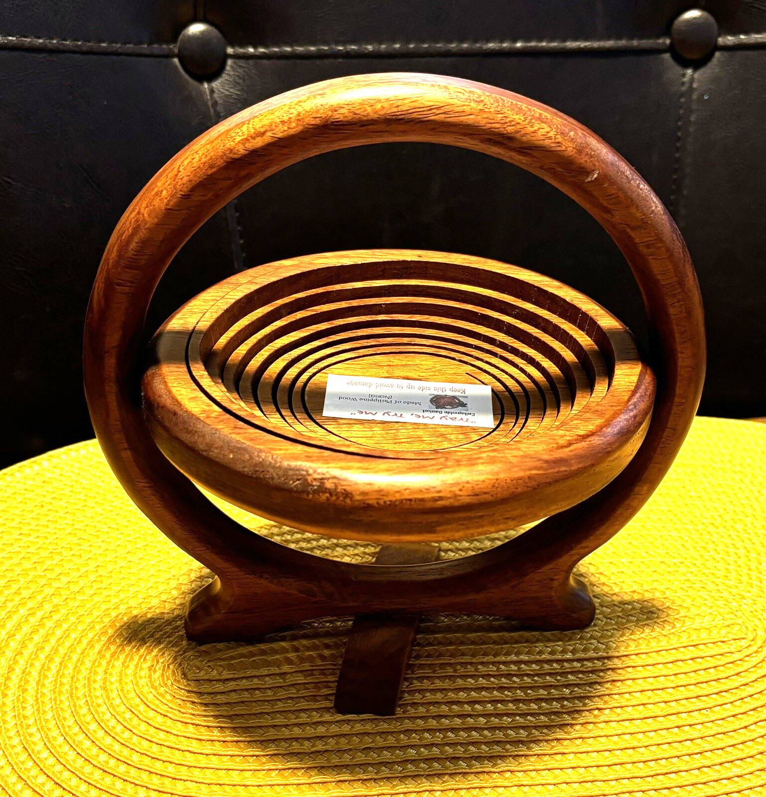 Collapsible Basket Philippines Narra Wood 7" Tall x 7" Wide