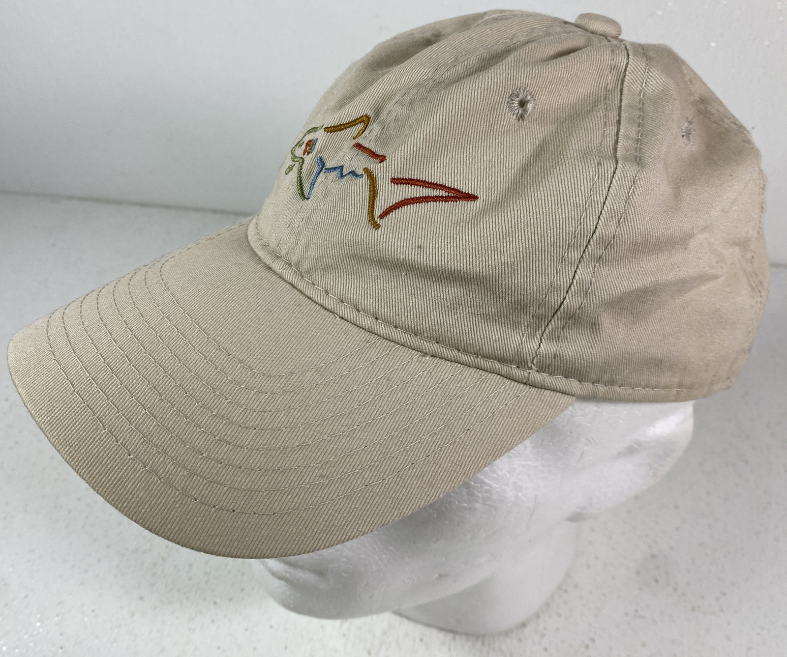Greg Norman Multicolor Embroidered Shark Beige Mens Adjustable Golf Hat Cap