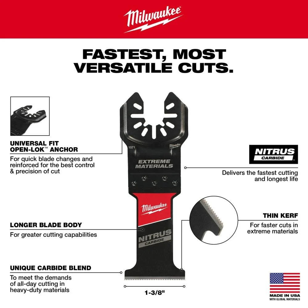 Milwaukee Nitrus Carbide Extreme Materials Universal Fit Open Lok Multi Tool