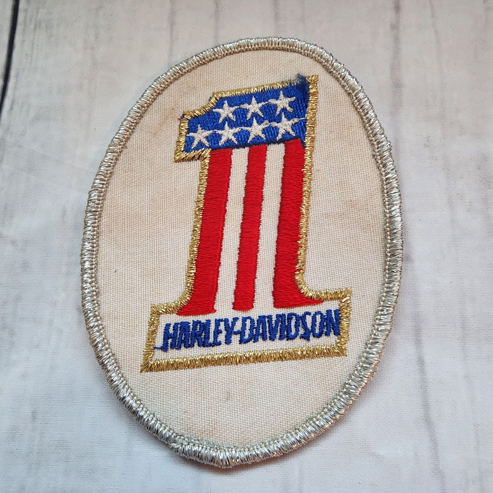 #1 Harley Davidson patch Oval White Red Blue Stars Evel Knievel Jacket