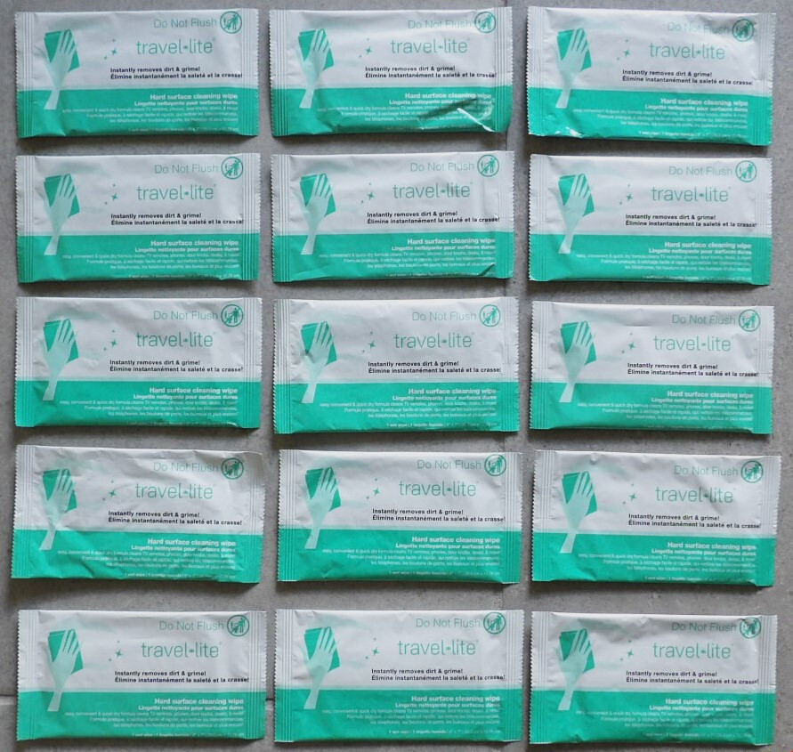 15 Travel Lite Cleaning Surface Wipes Instantly Removes Dirt & Grime 8"x7" Each