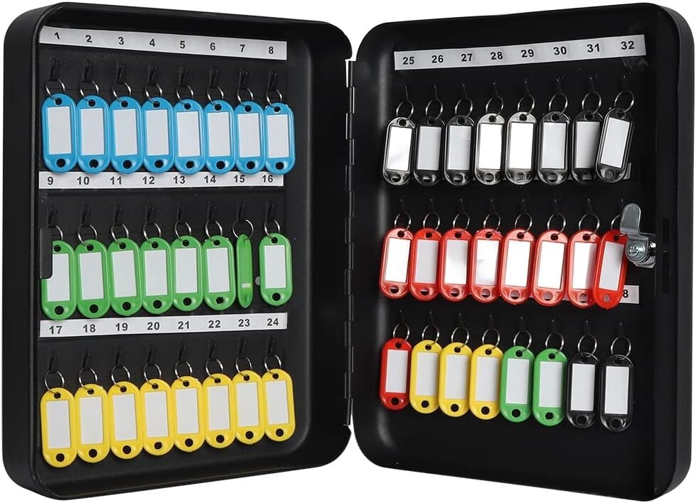48 Key Hooks & Tags Key Labels Key Lock Box Wall Mount Security Key Storage Box
