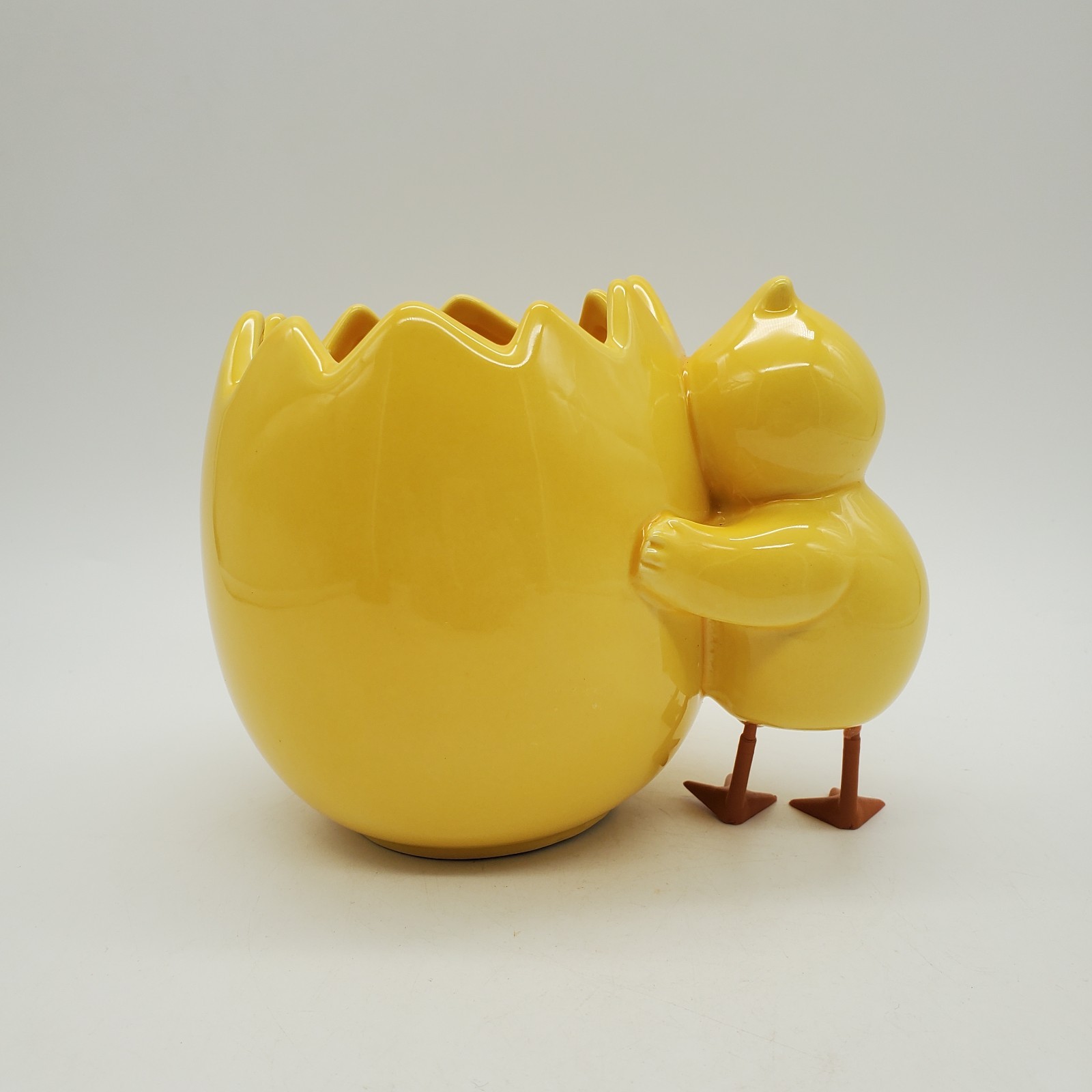Teleflora Spring Yellow Chick Hugging Egg Vase Planter Dish