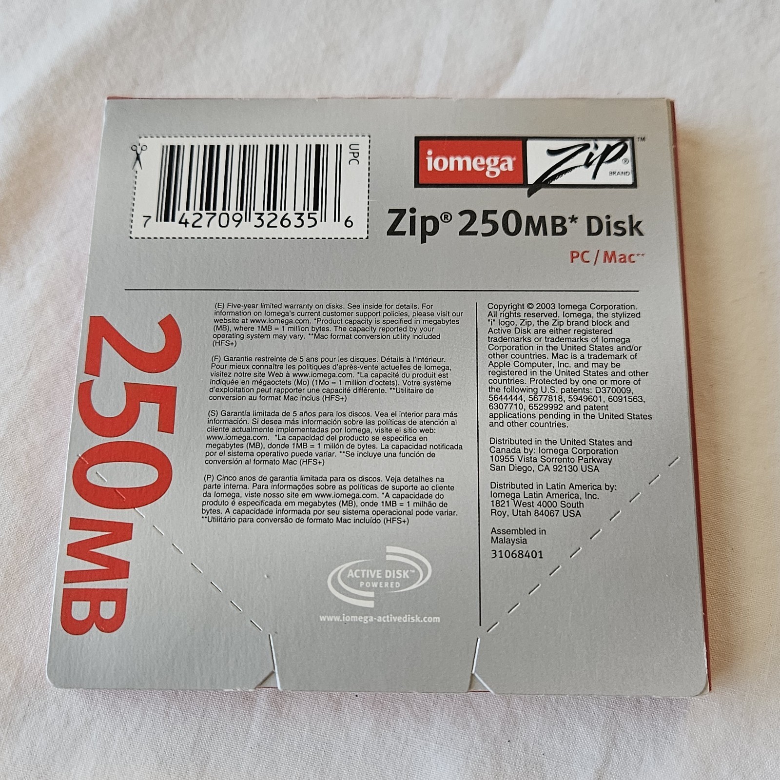Iomega 250MB Zip Drive Disk PC Mac 250 NEW