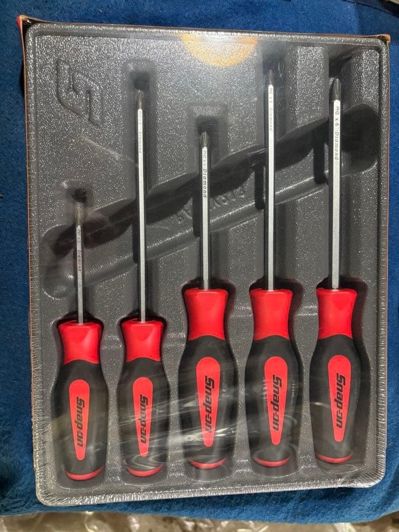 Snap-on SGDDP50BR Red Phillips 5pc Soft Grip Diamond Tip Screwdriver Set