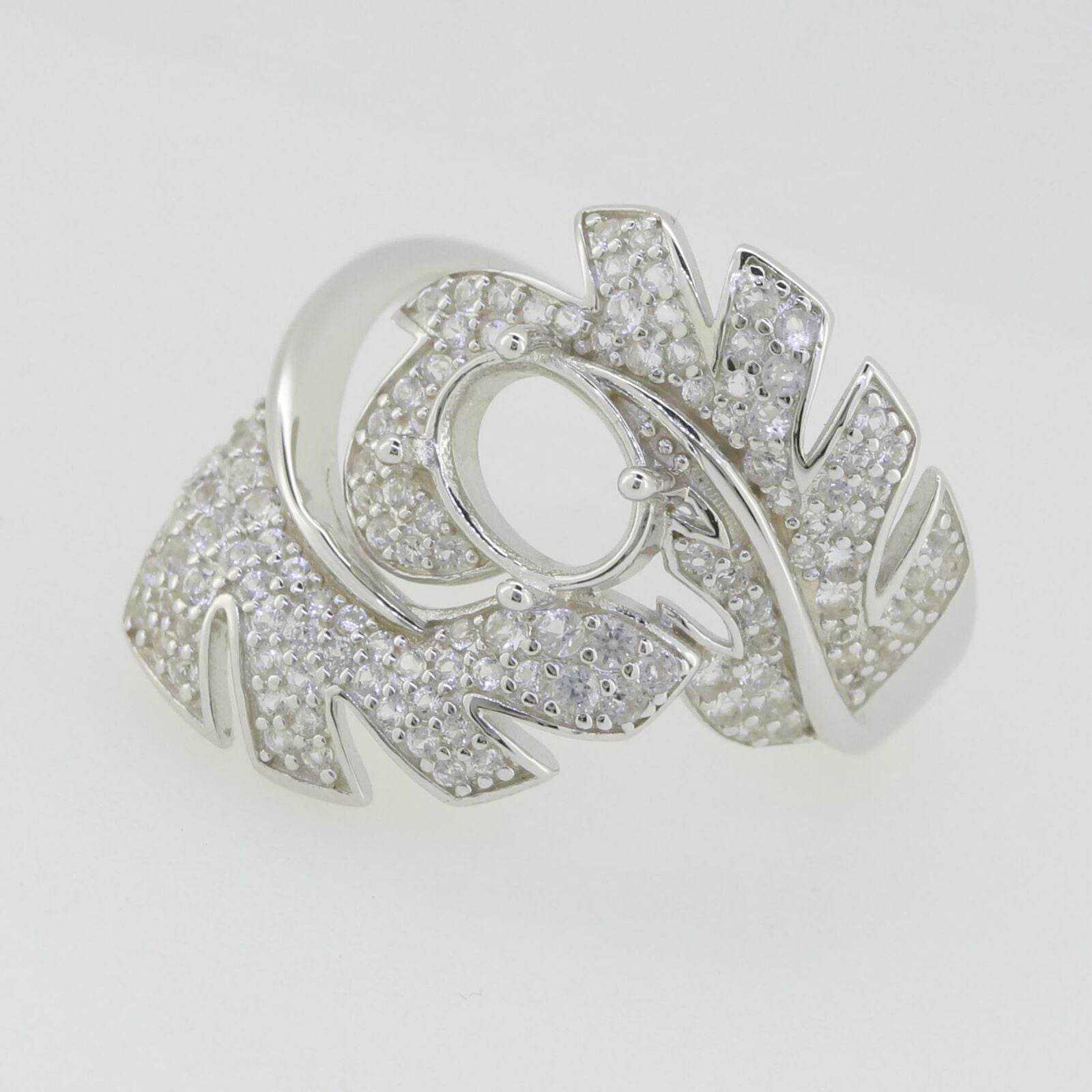 Sterling Silver Semi Mount Ring Setting Oval OV 8X6mm White Topaz or Moissanite