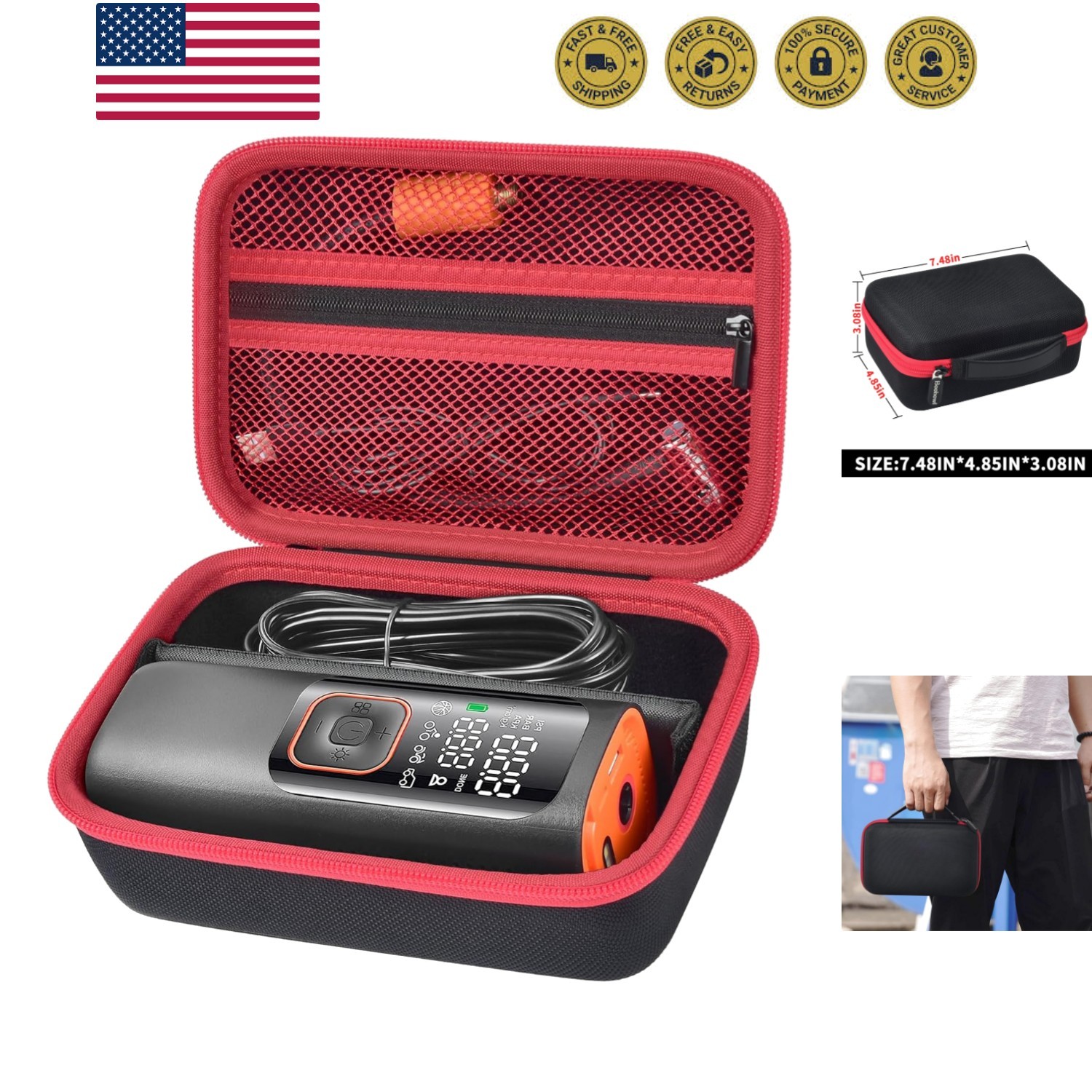Portable Tire Inflator Case, Air Compressor Storage Compatible with GJOSYOI, ...