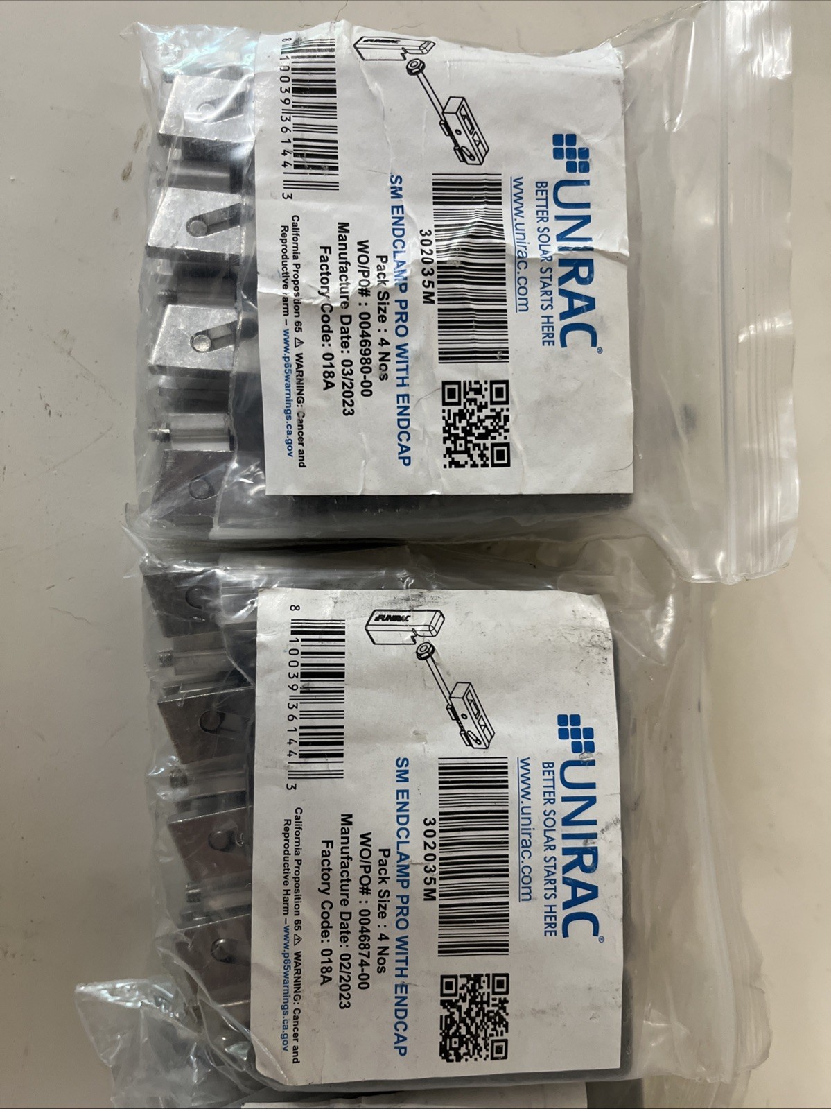 Unirac Pro Series End Clip With Endcap 302035M Pack Size 4