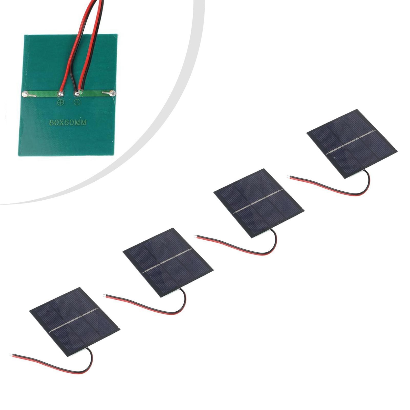 4 Pack 065W 15V Small Solar Panels Wired for Portable Electronics Power 60x80mm