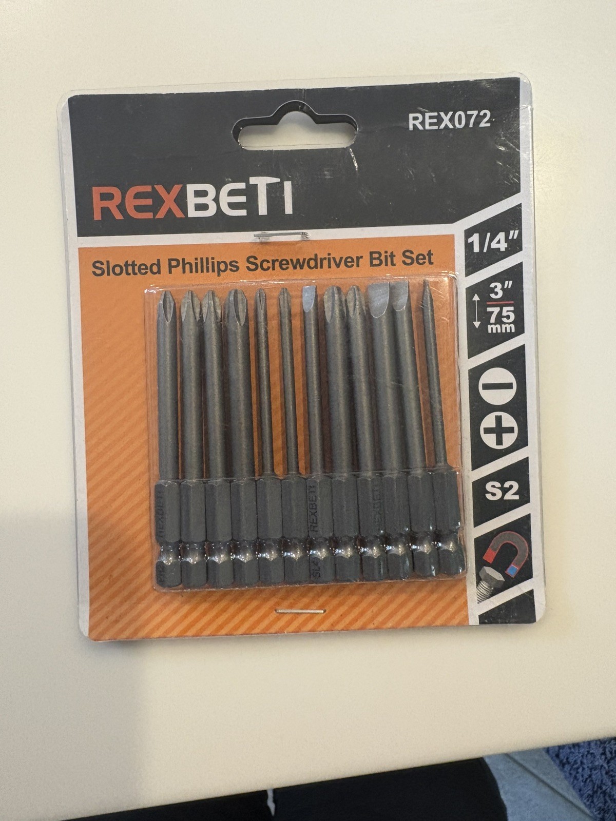 RexBeti 12 Slotted Phillips Screwdriver Bit Set Brand New REX072