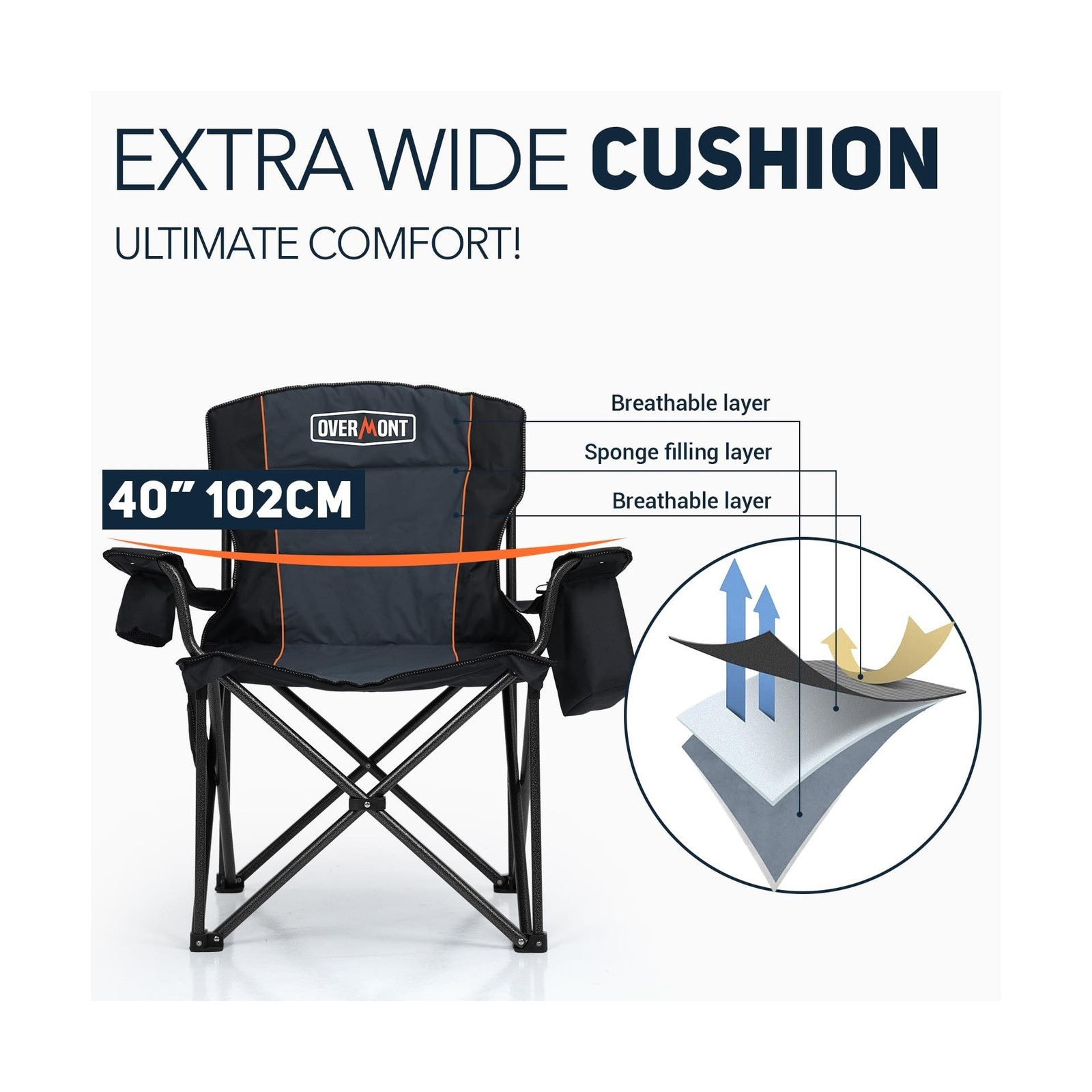 Overmont Oversized Folding Camping Chair - 450lbs Support with Padded Cushion...