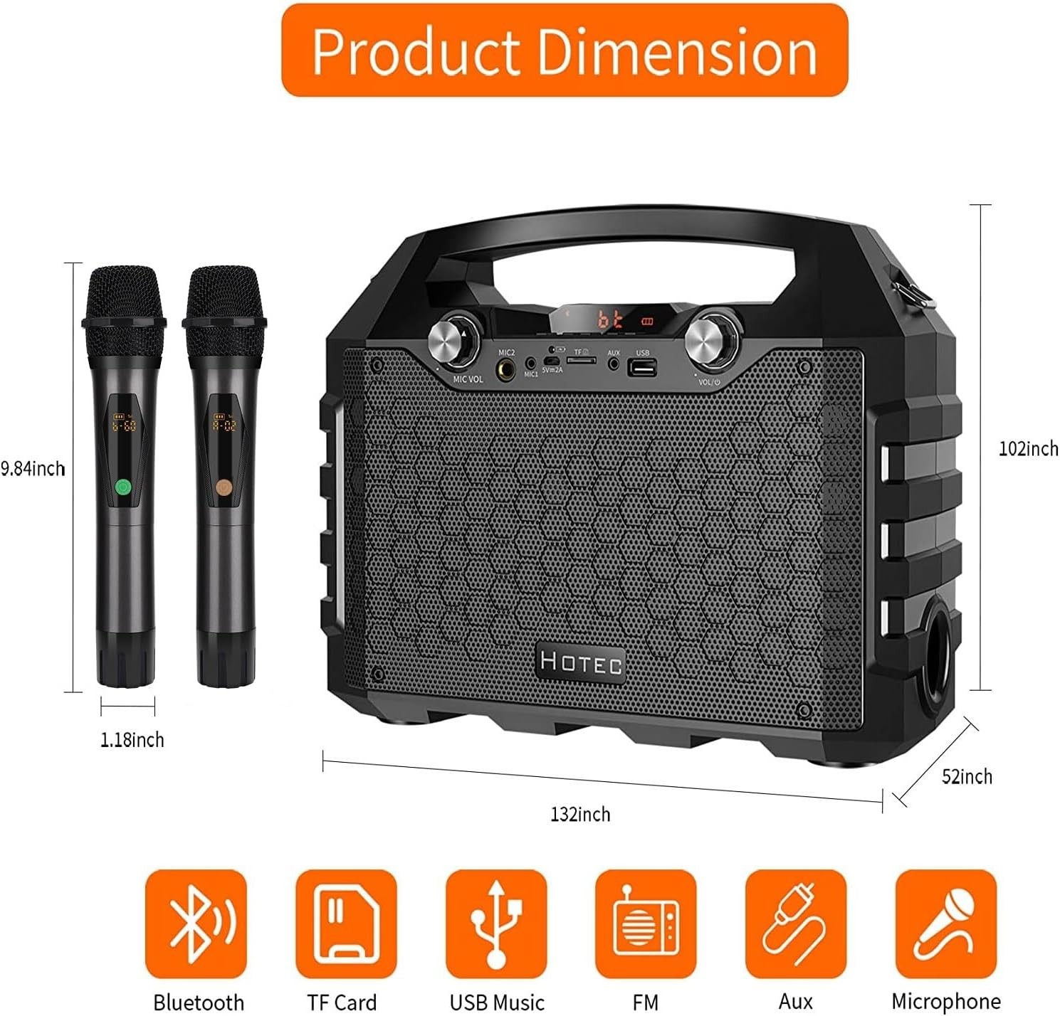 PA Speaker Wireless Portable Powerful Bluetooth Karaoke