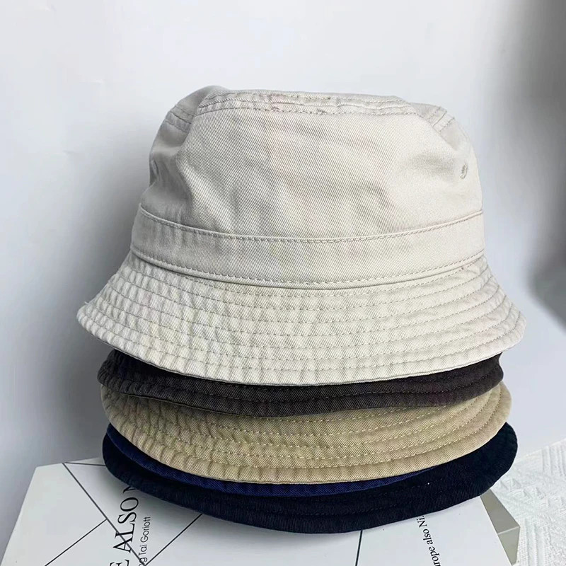 Japanese Style Cotton Simple Bucket Hat for Men Women Spring Summer New Fold Out