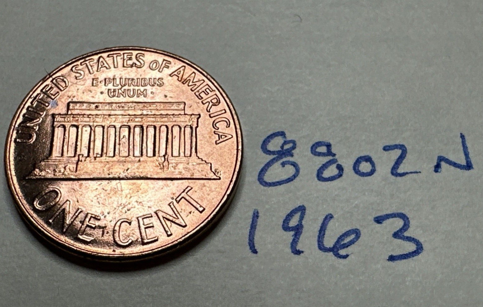 1963 Lincoln Memorial Cent Penny 8802N