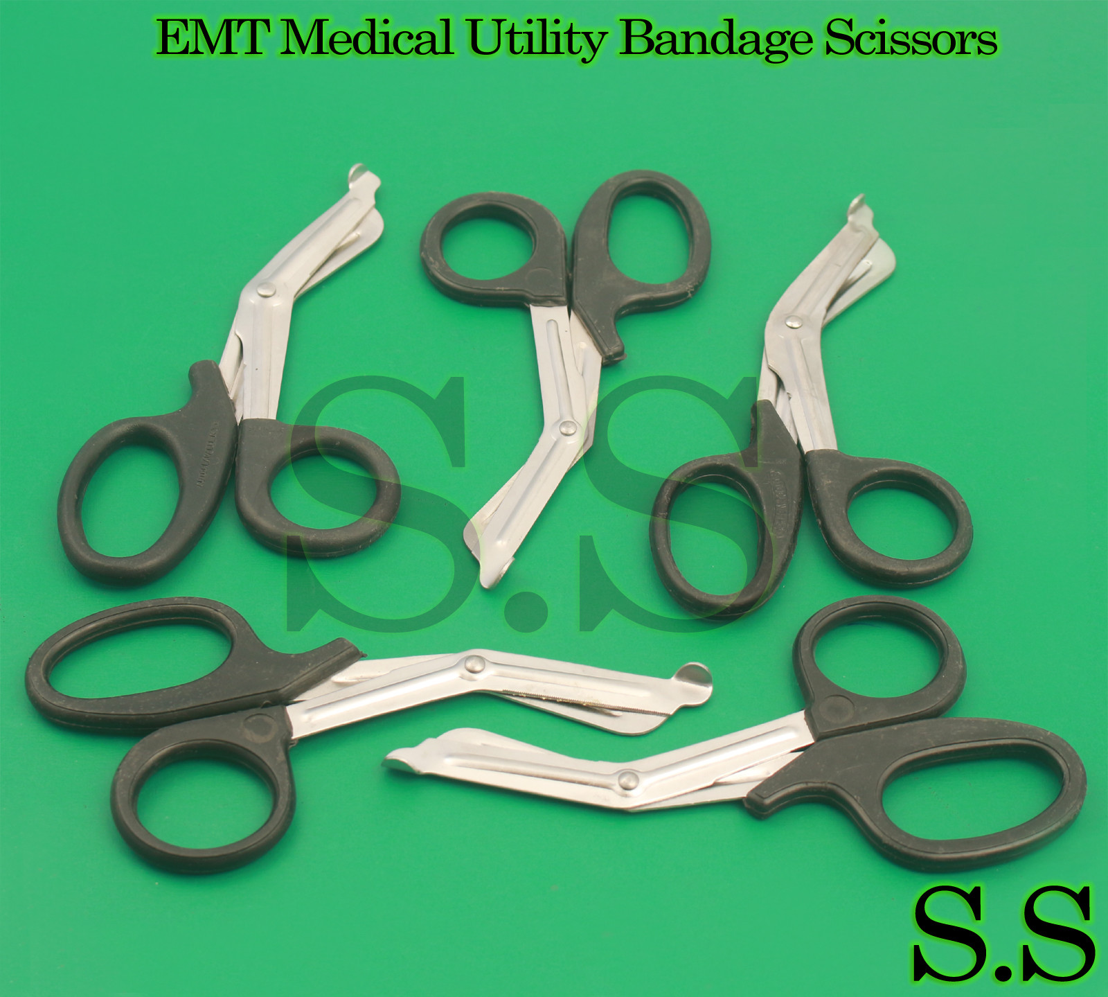 SET OF 5 Nurse EMT Medical 7.5" Utility Bandage Scissors Black Shears Paramedic