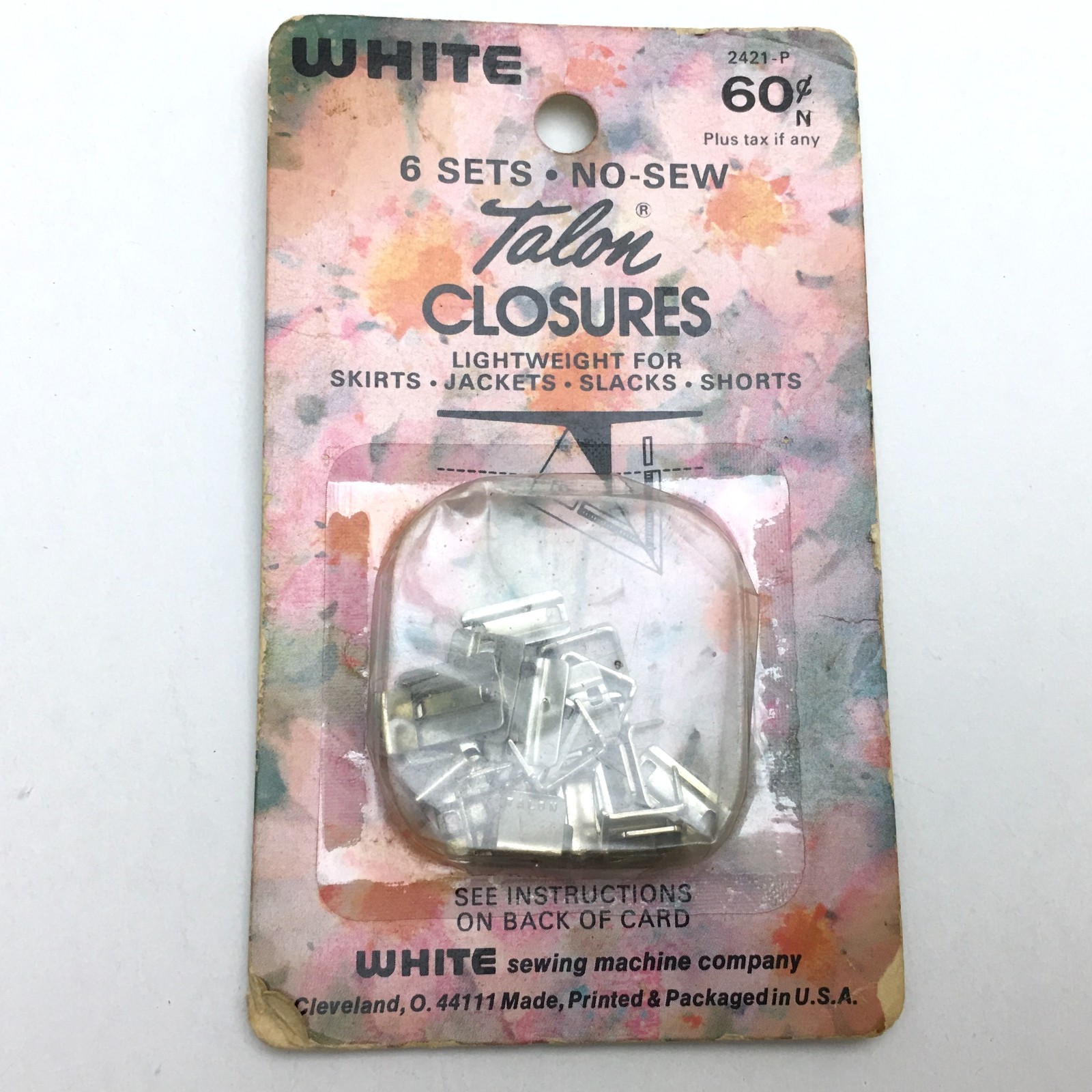 New Old Stock Vintage Talon Closures by White Sewing Machine Co Set of 6 No Sew