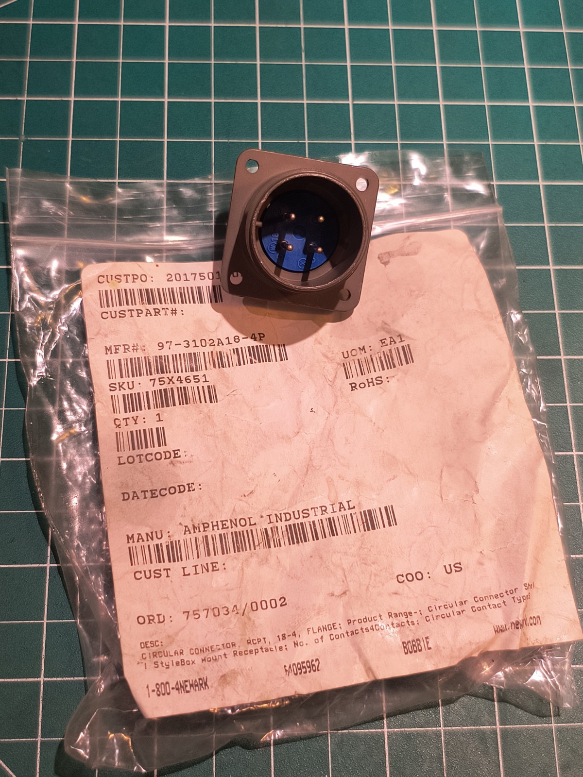 AMPHENOL 97-3102A18-4P / 973102A184P New In Package 4Pin