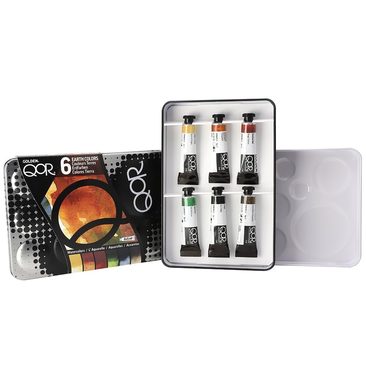 QoR Earth Colors 6 Set by GOLDEN, 6 x 5 ml tubes, Professional Watercolor Pai...