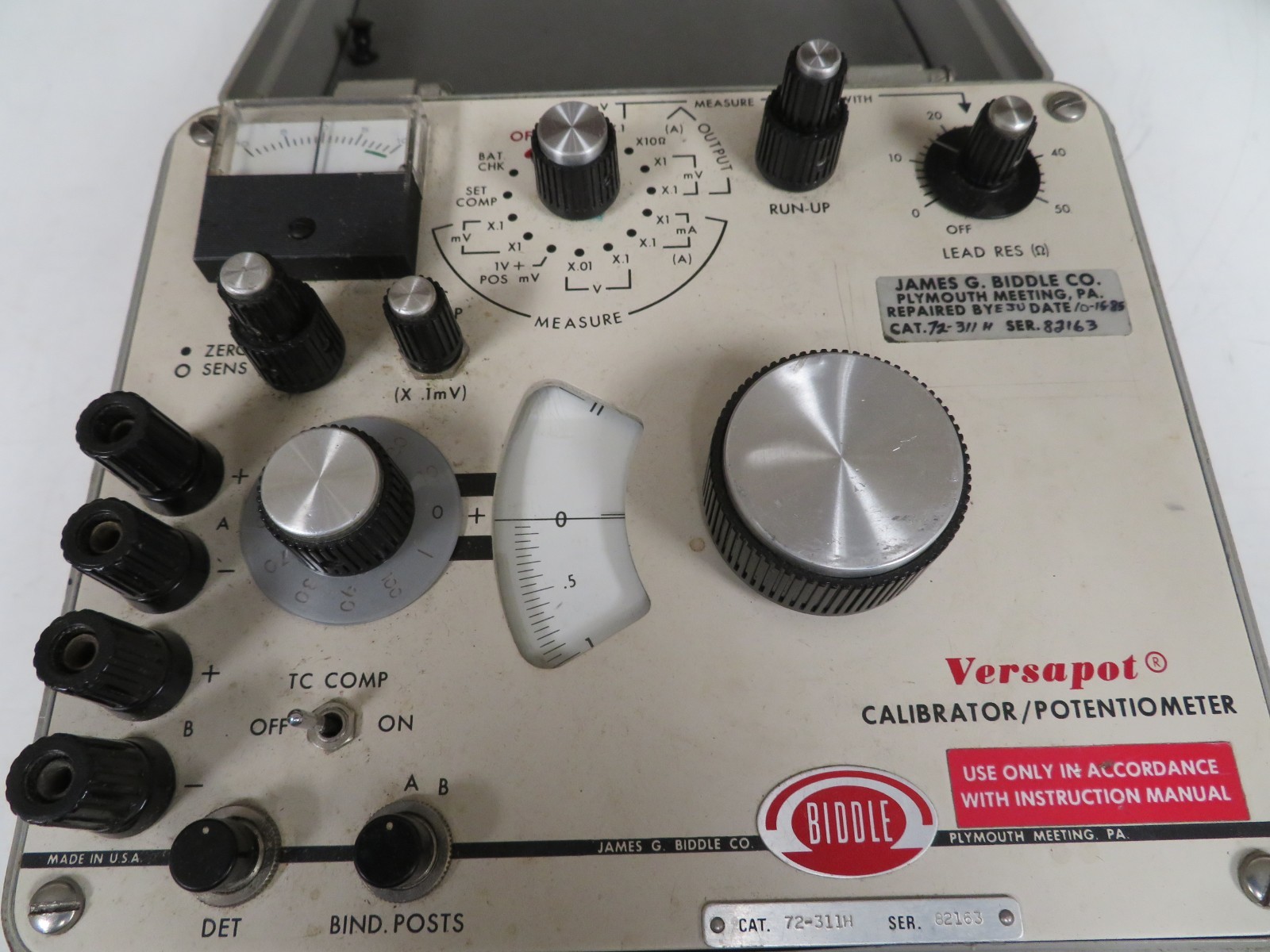 Biddle 72-311H Versapot Calibrator/ Potentiometer NE26