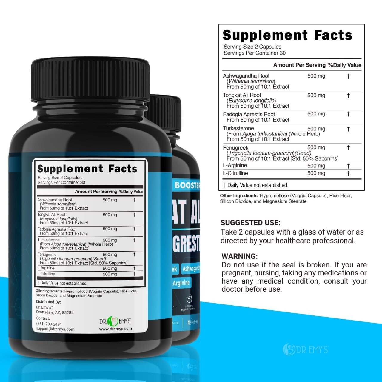 (5 Pack) Testosterone Supplement Booster Capsules Blood Flow Nitric Oxide