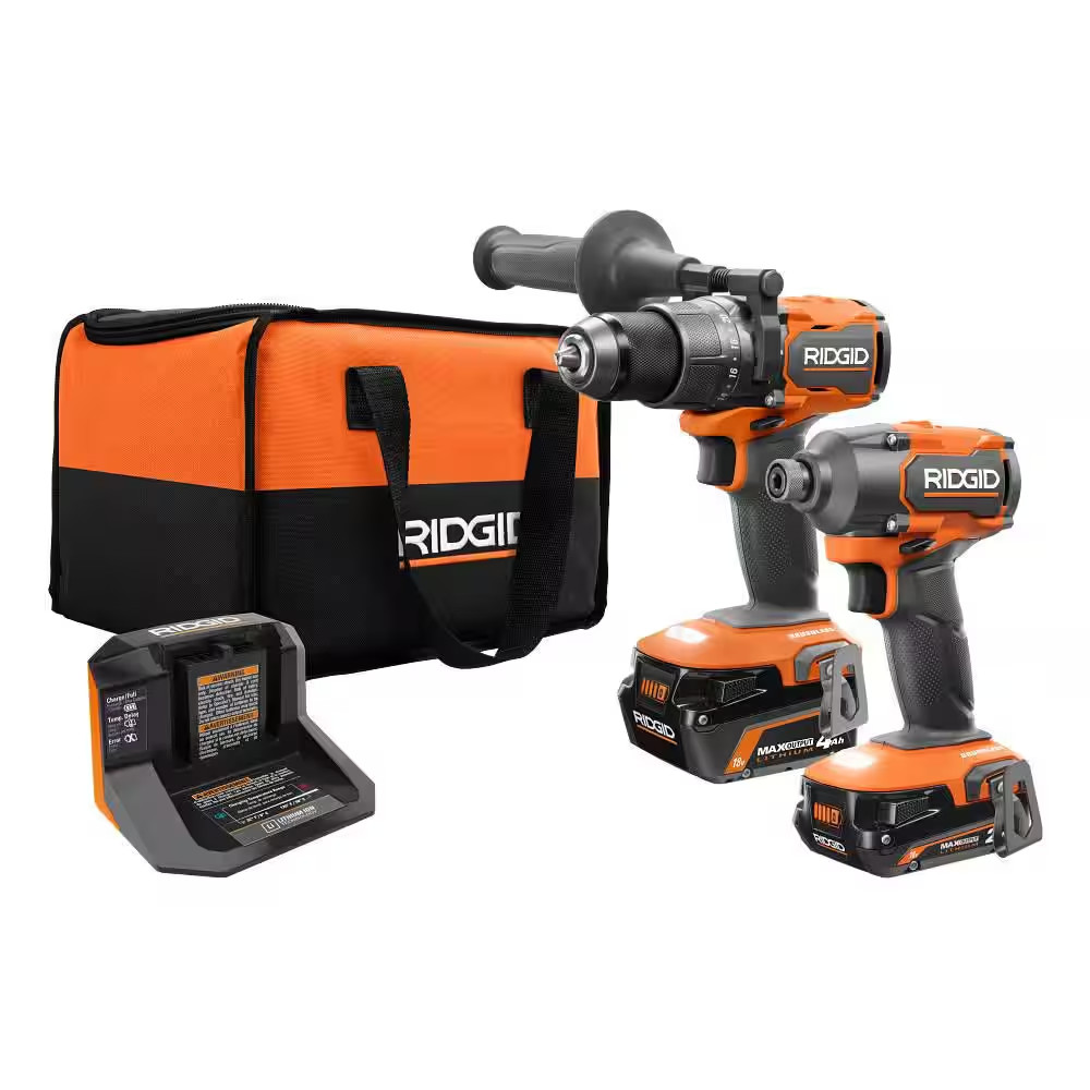 18V Brushless Hammer Drill & Impact Driver Combo Kit w/ Batteries