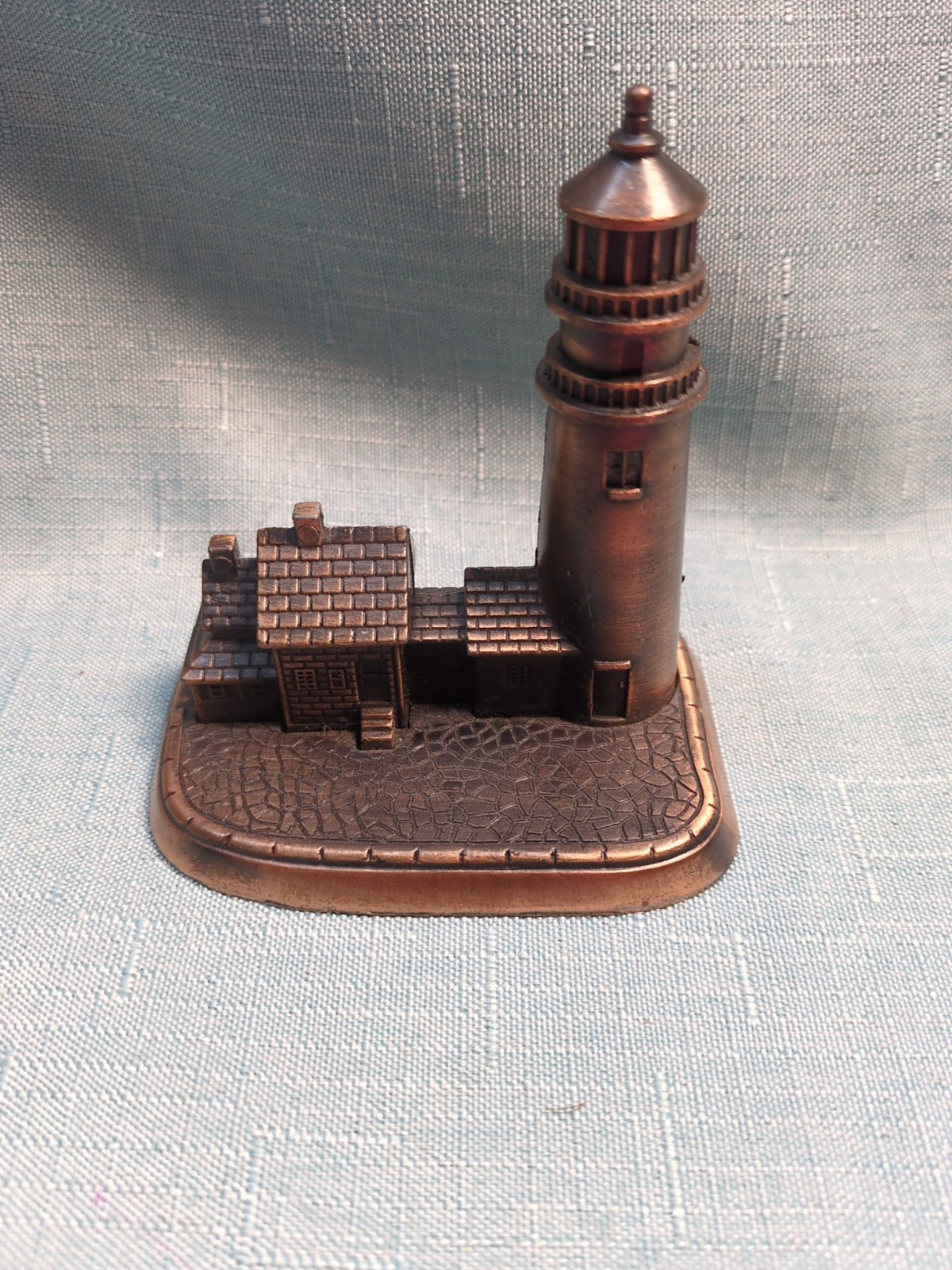 Vintage Diecast Copper Color Lighthouse Pencil Sharpener 3"X2"X3.25" Collectible