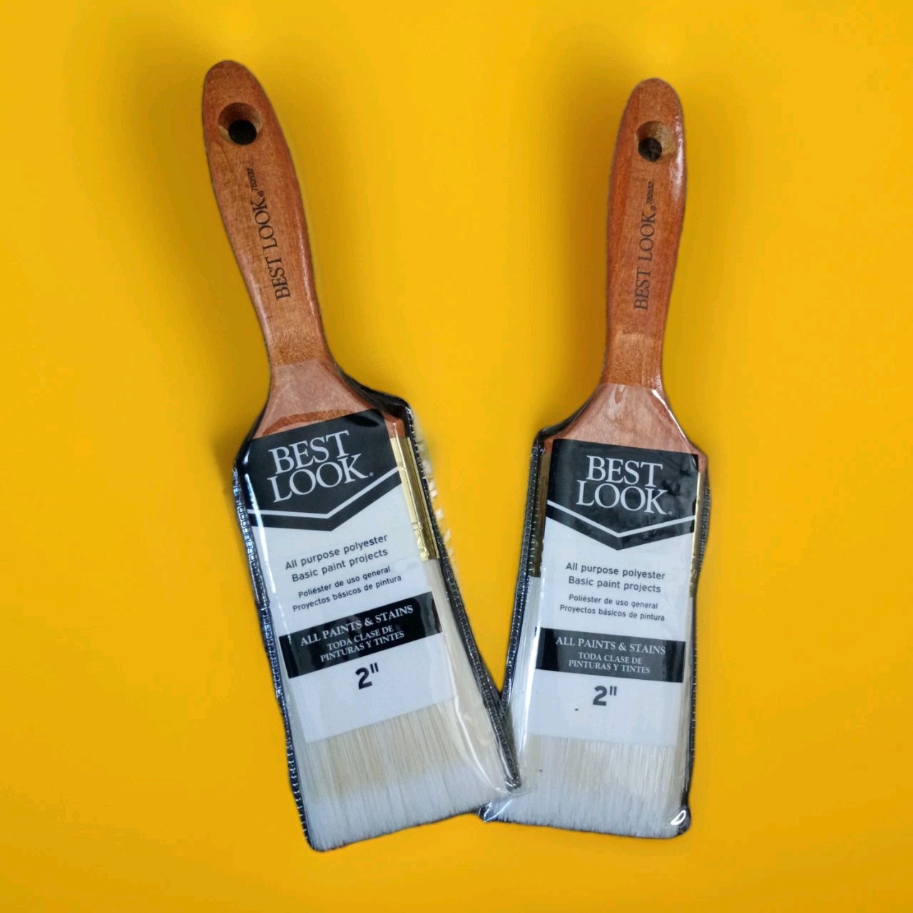 12 of 2 Inch Paint Brush Flat Polyester All Types Paints Size 2" Wood Handle