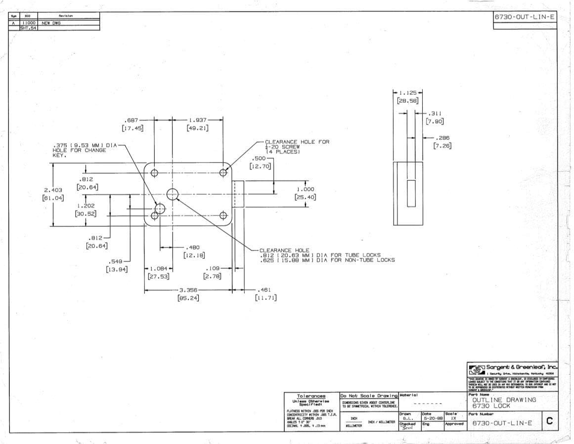 S&G Model Mechanical Safe Lock Kit