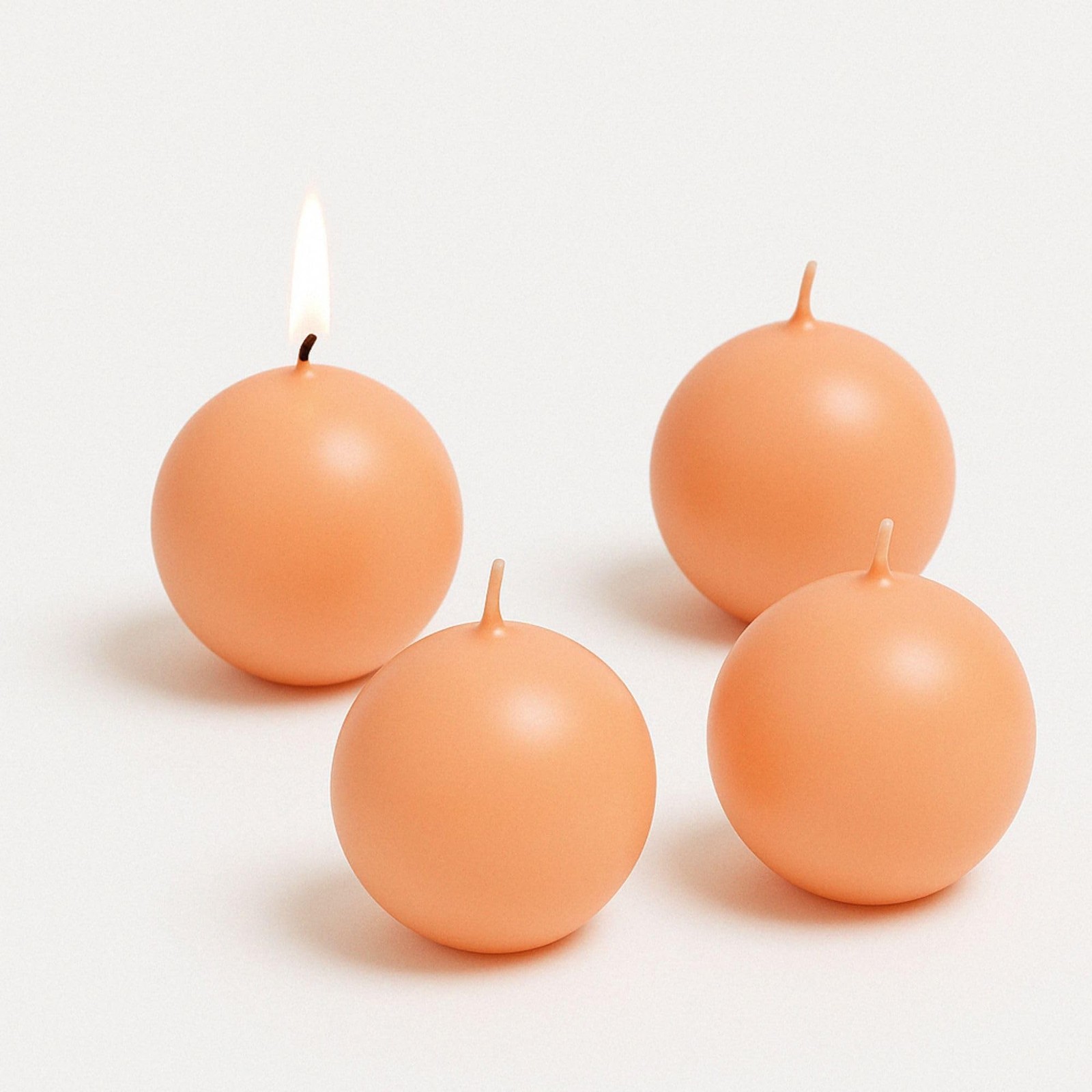 Biedermann & Sons Peach Round Candles (Set of 4), Unscented Dripless Balls, 2...