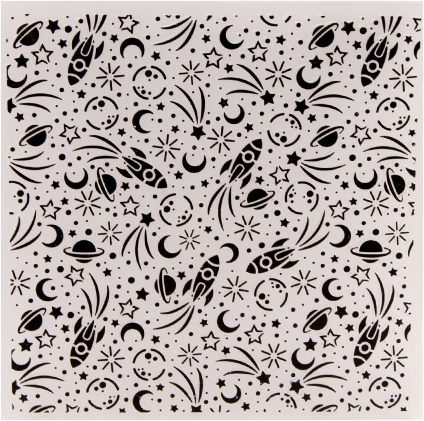 Space Rocket Plastic Embossing Folder (5.9"X5.9''| Rockets Pattern) Paper Crafts