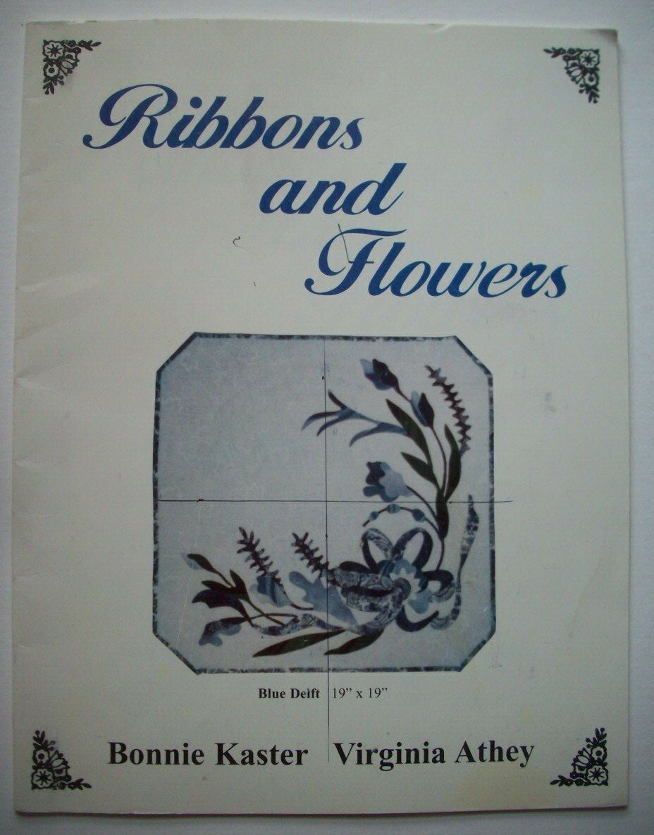 Ribbons & Flowers applique designs Blue delft Orchid Pansies Rose Fern Pulpit