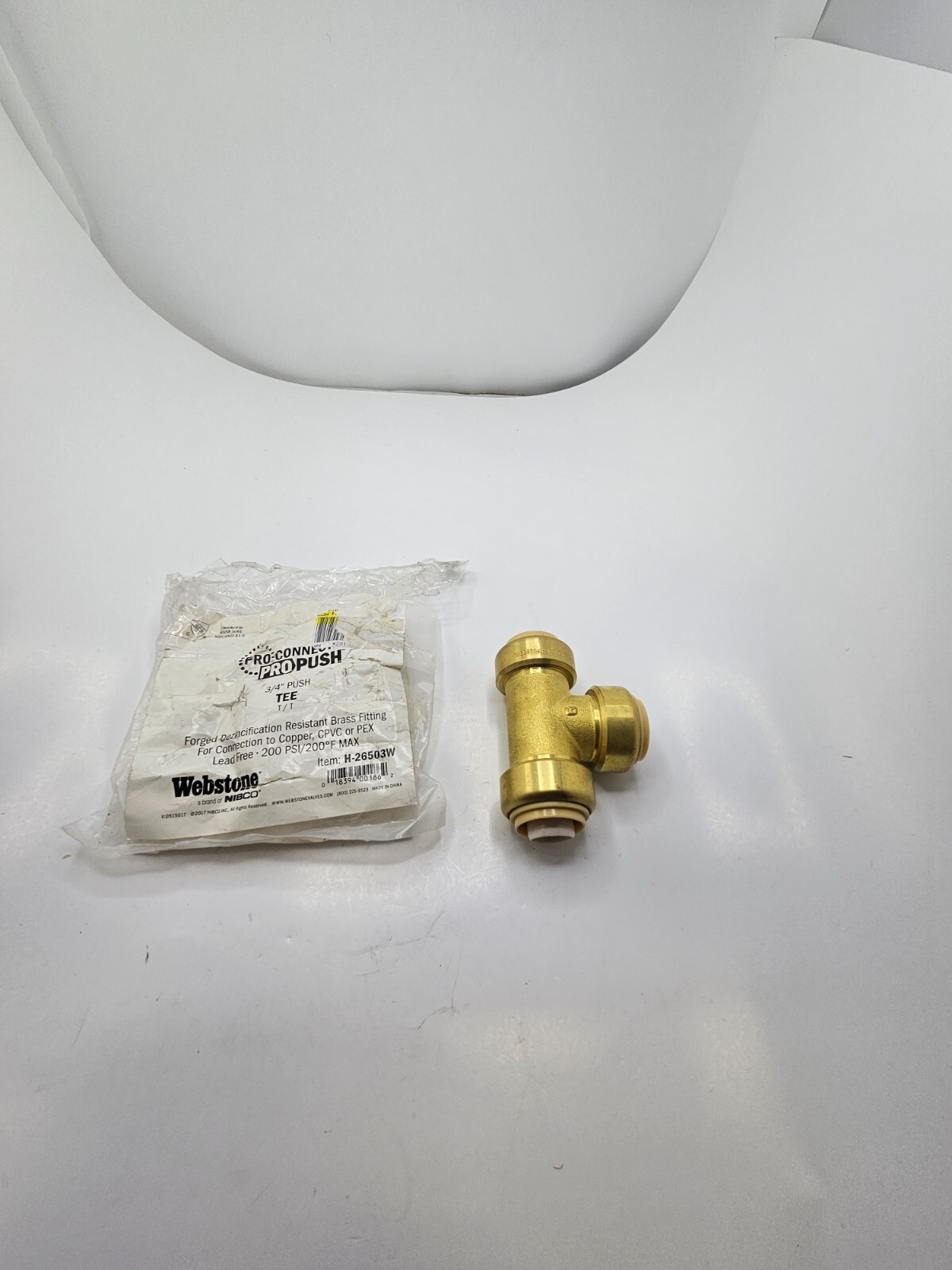 Webstone Pro-Connect 3/4 Push Tee, Lead Free 200 PSI, H-26503W