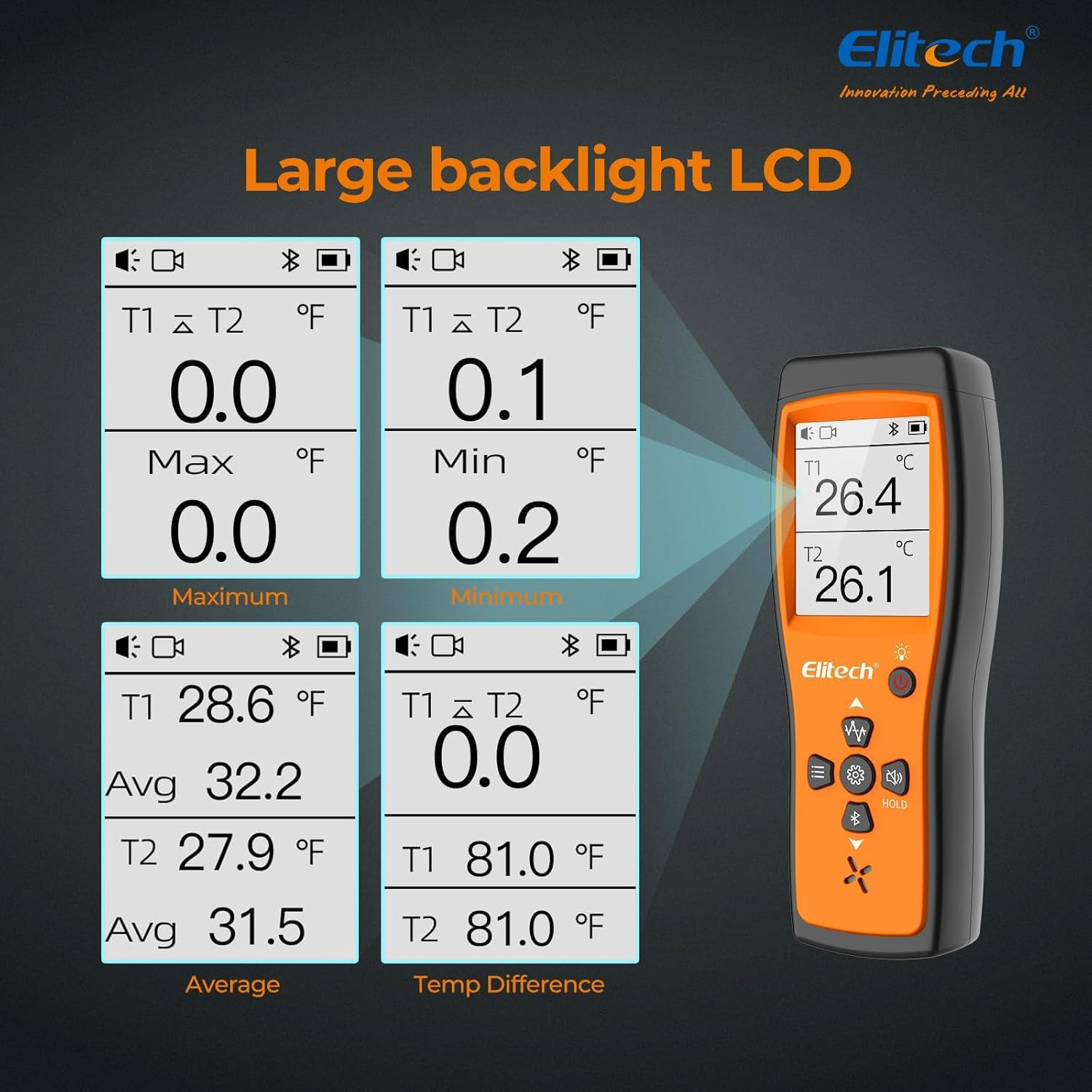 Bluetooth Thermocouple Thermometer Digital Temperature Data Logger K-Type, APP R
