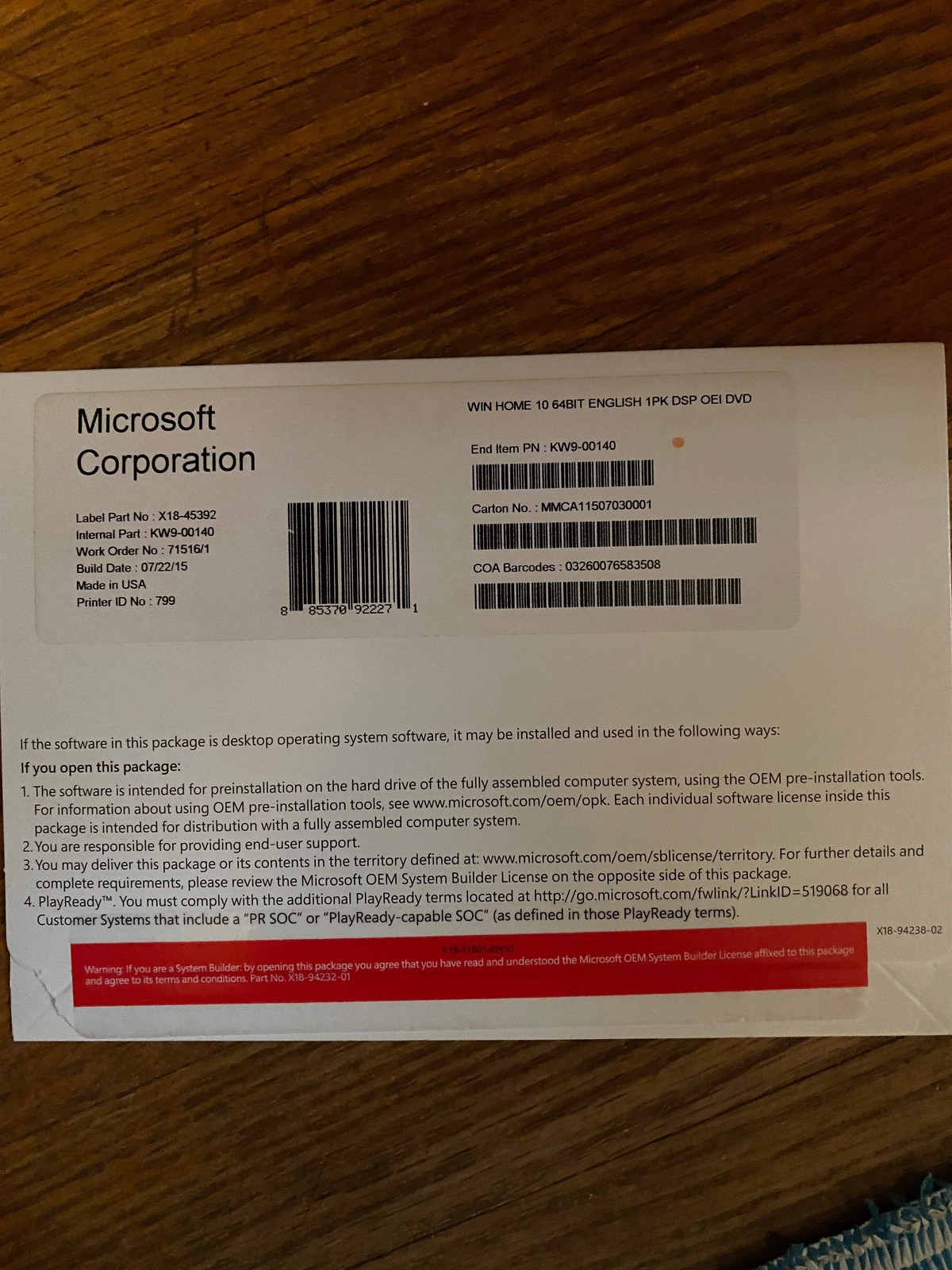 windows 10 oem