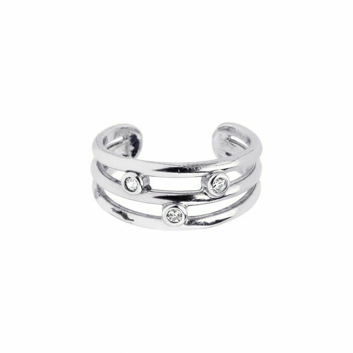 Silver Triple Row Scattered Toe Ring Real Sterling Silver 925