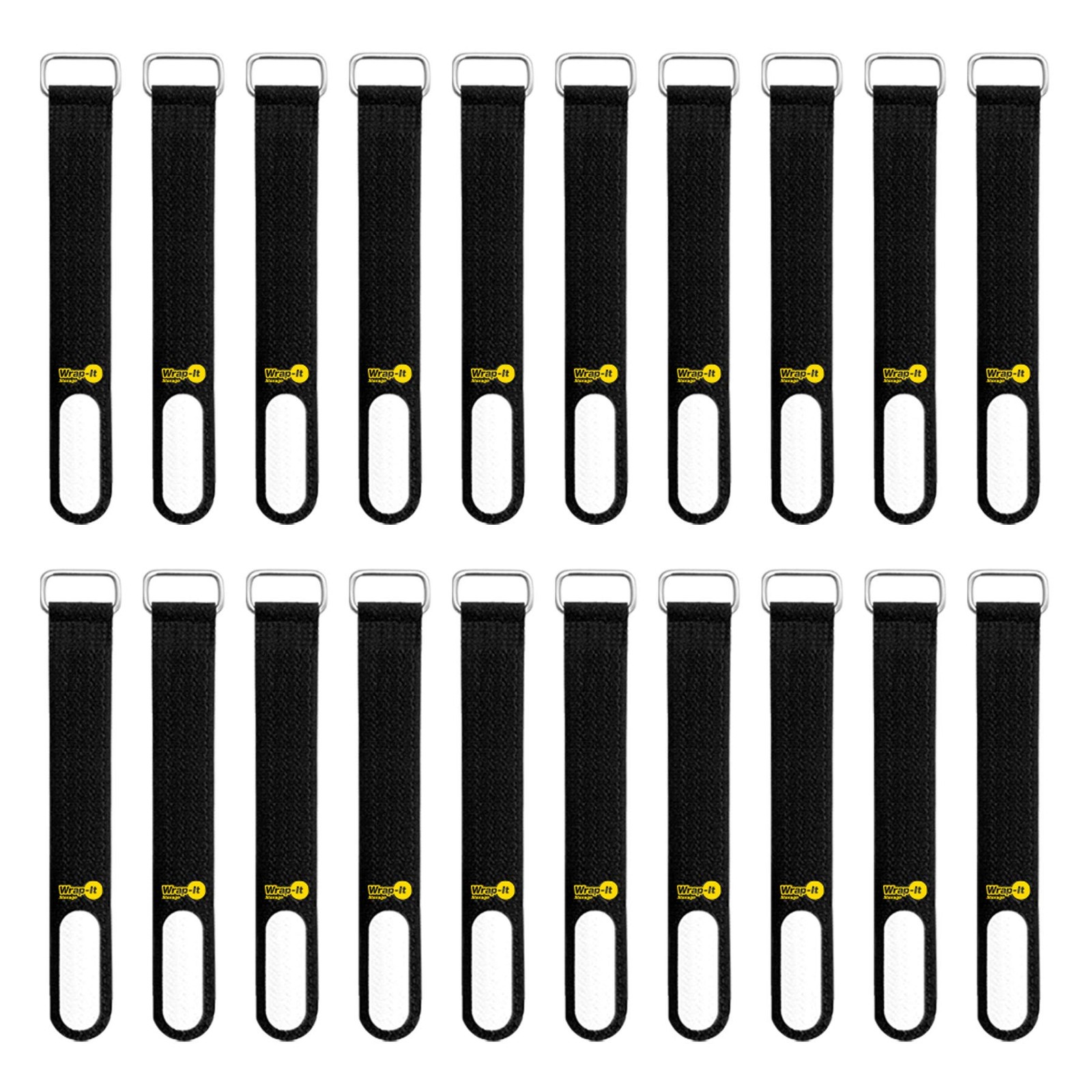 Cinch-Straps, 5-in (20-Pack) Black - Hook and Loop Strap with Write on Label ...