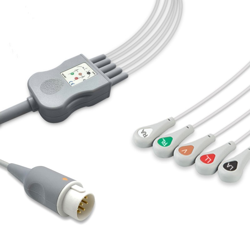 M1734A Compatible One-Piece ECG Cable with Snap End for Philips 78208A (1Pc)