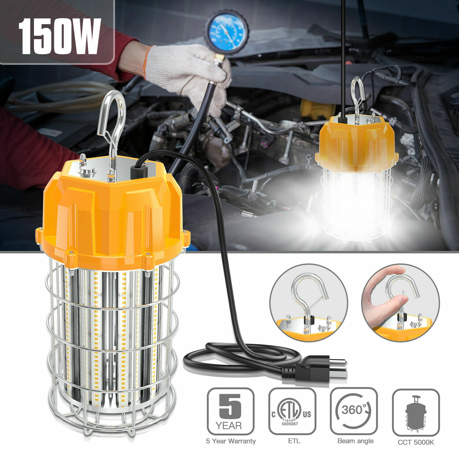 Portable LED Temporary Work Light 150W Outdoor Construction Job Site Lighting